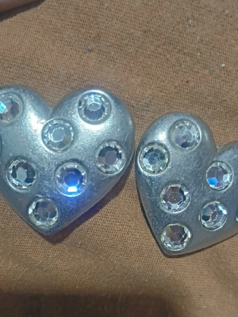 Silver Heart Crystal Stud Earrings - Women's Jewelry